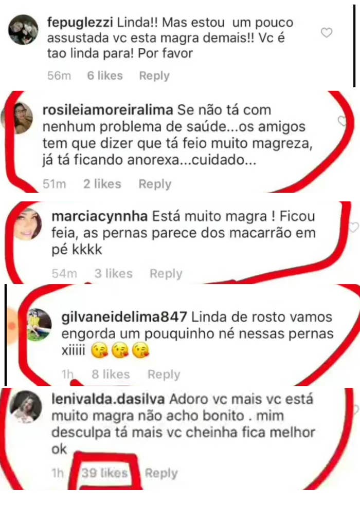 As mensagens foram publicadas e destacadas pela própria atriz em seu Instagram.