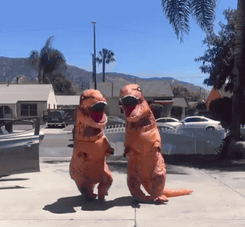 realistic dinosaur costume gif