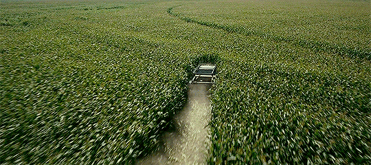Part of the screenplay required a cornfield on a farm near mountains...which is not a normal location for corn. "We really wanted to get some sense that this corn was being farmed somewhere that it shouldn't be," director Christopher Nolan said. "And they don't farm a lot of corn in Calgary because the wind out of the mountains can kill it very easily." This lead to the team behind the film utilizing a nearby farmer's land and planting 350 acres of corn in one location and 500 acres in another JUST for the film.