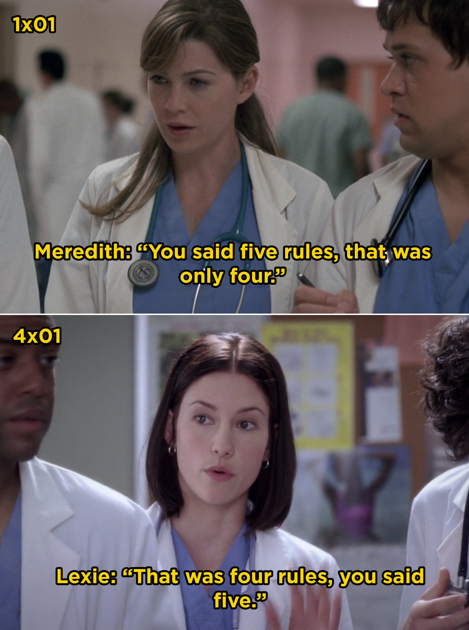 Lexie saying, &quot;That was four rules, you said five.&quot;