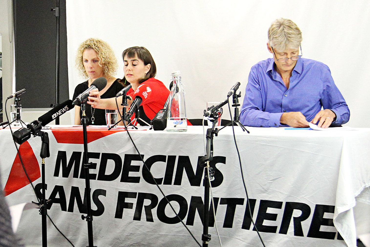 (L-R) Dr Christine Rufener, Dr Beth O'Connor and Dr Paul McPhun from Medecins Sans Frontieres.