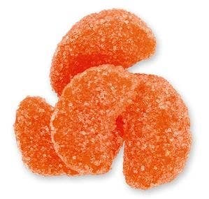 Candy that looks like orange slices and covered in sugar 