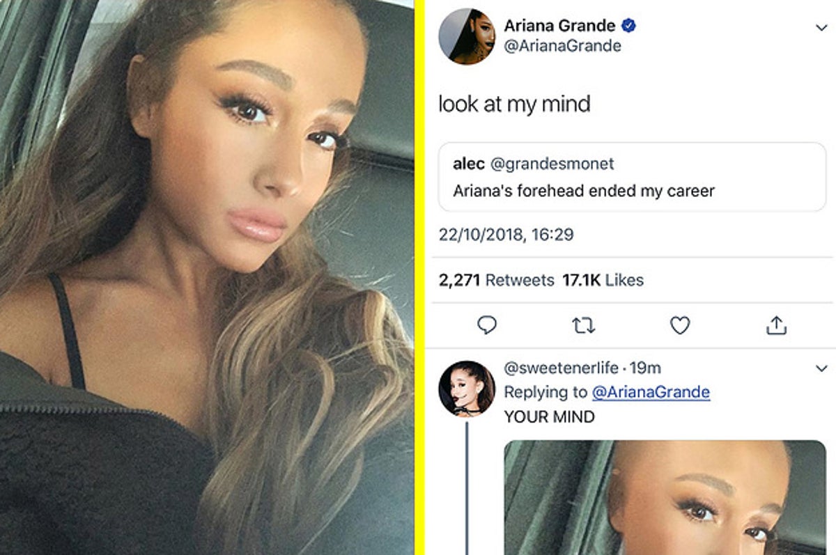 People Were Making Fun Of Ariana Grande S Forehead And She Was Not Having It At All This goes out to people with big foreheads. making fun of ariana grande s forehead