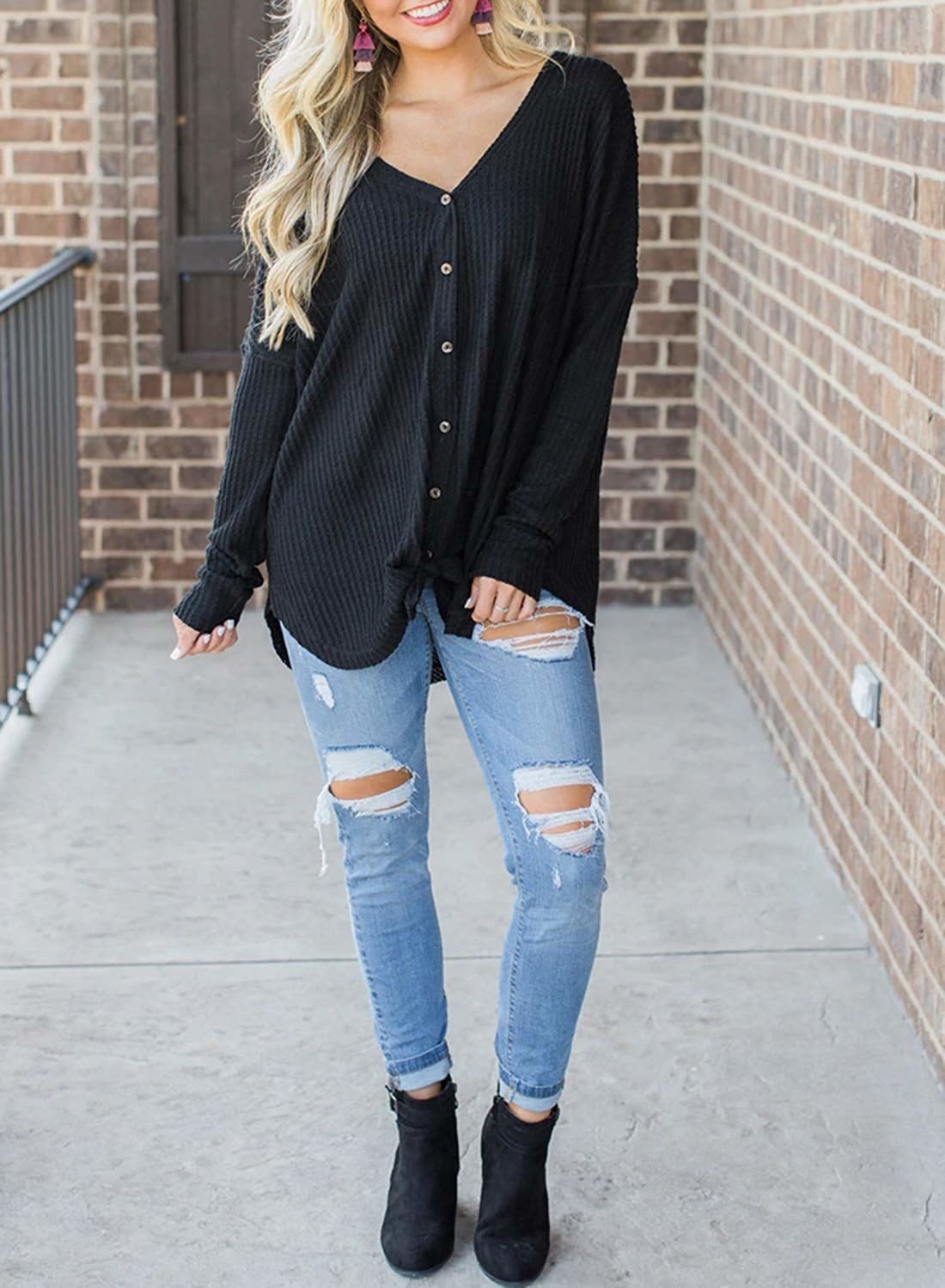 Size down if you want a slightly less oversized fit, but postpartum reviewers are a huge fan of the slouchy fit.Get it from Amazon for $15.99+ (available in 17 colors and sizes S–XXL).