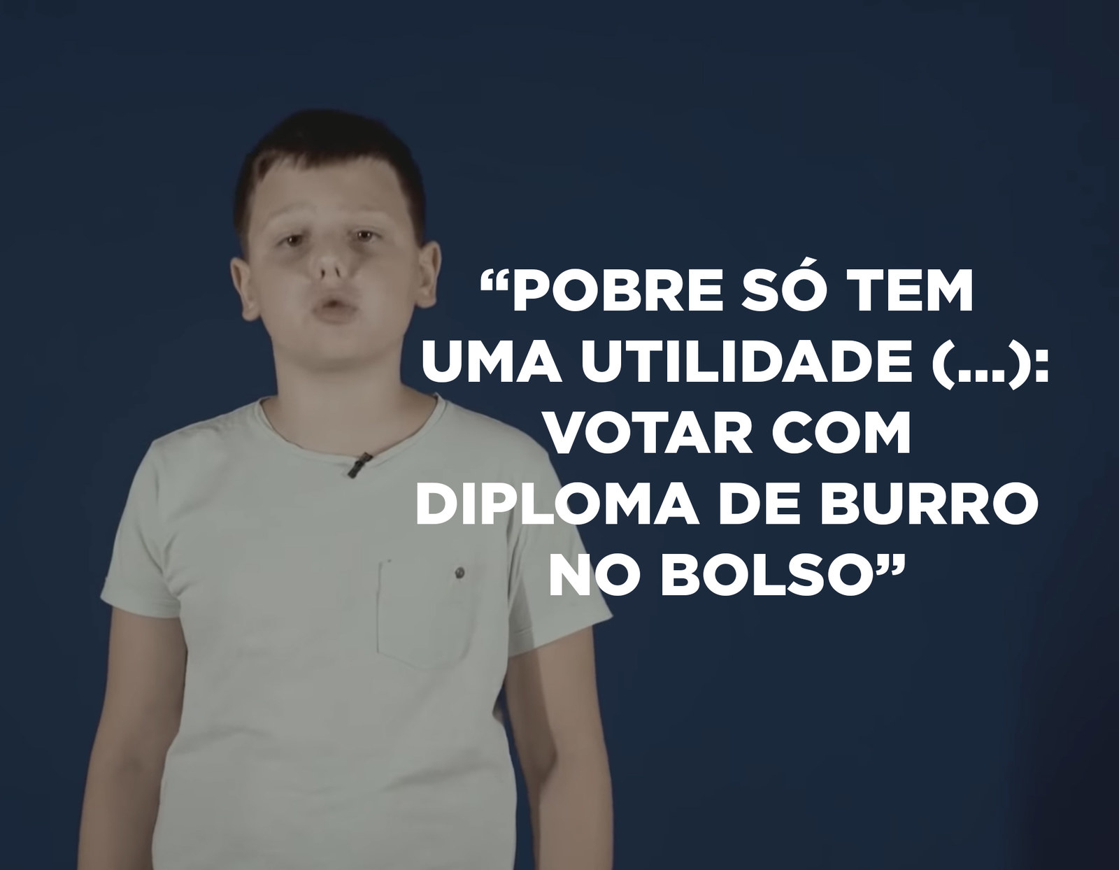 Em novembro de 2013, Bolsonaro afirmou em discurso na Câmara: “Só tem uma utilidade o pobre no nosso país: votar. Título de eleitor na mão e diploma de burro no bolso, para votar no governo que está aí. Só para isso e mais nada serve, então, essa nefasta política de bolsas do governo”.