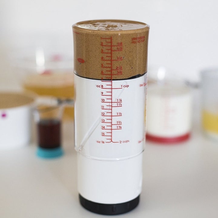 peanut butter in the measuring cup