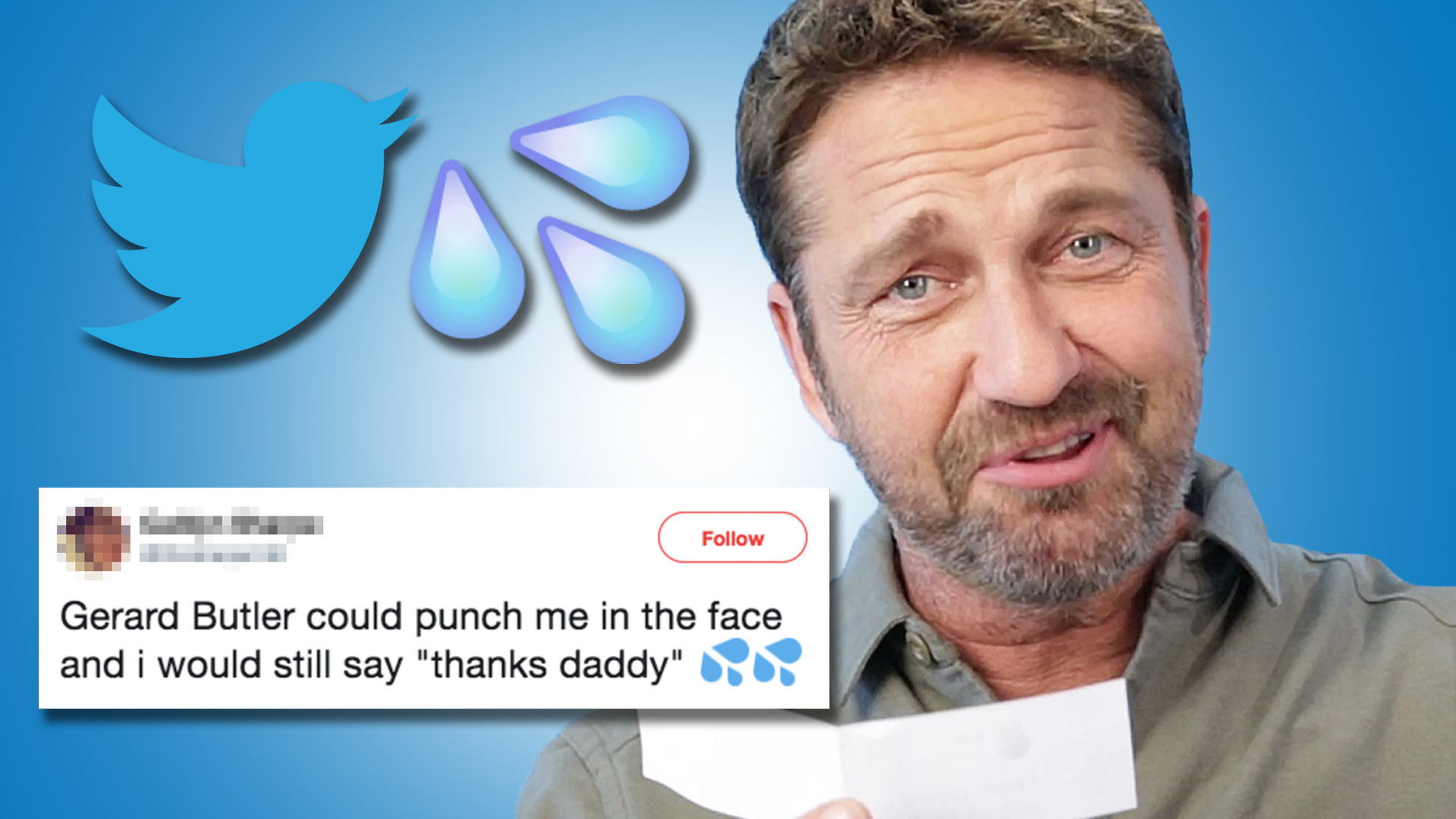 We Had Gerard Butler Read Thirst Tweets About Himself And He Literally Ate  Them Up