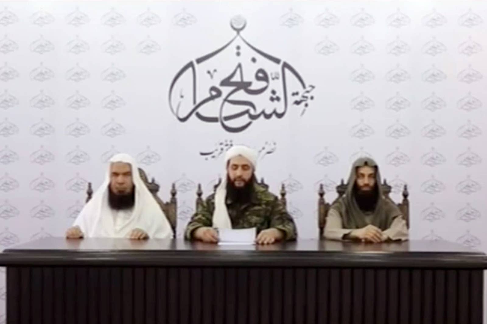Abu Mohammad al-Julani, then the leader of the Syrian al-Qaeda branch the al-Nusra Front, announcing in mid-2016 that the group is breaking ties with al-Qaeda and changing its name.