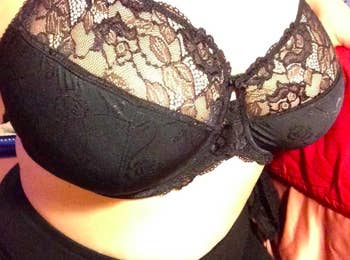A customer review photo of them wearing the bra in black