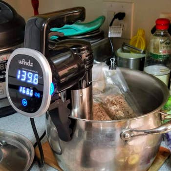 reviewer's pic of sous vide attachment on pot