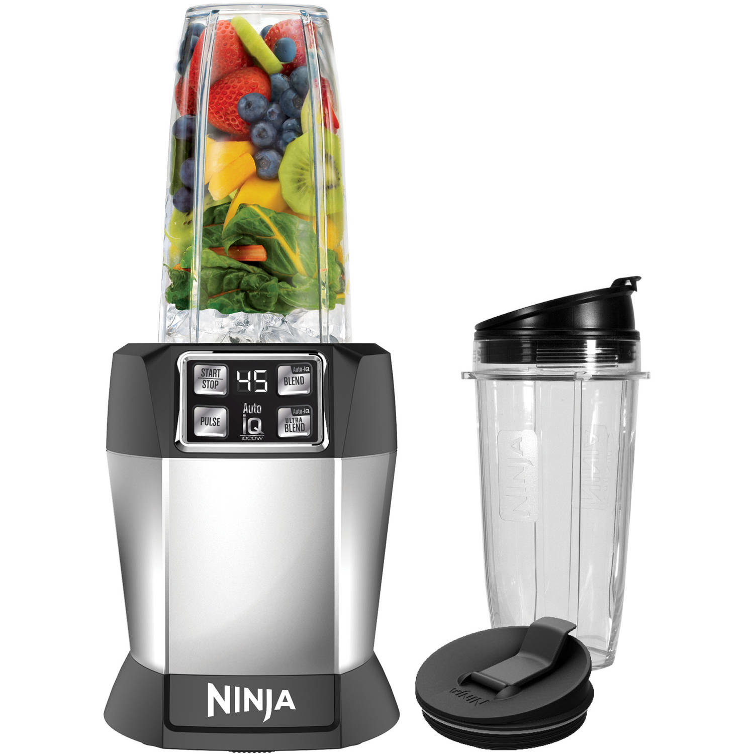Set includes blender base and two Nutri Ninja cups with sip-and-seal lids.Price: $69.99 ($30 off the list price)