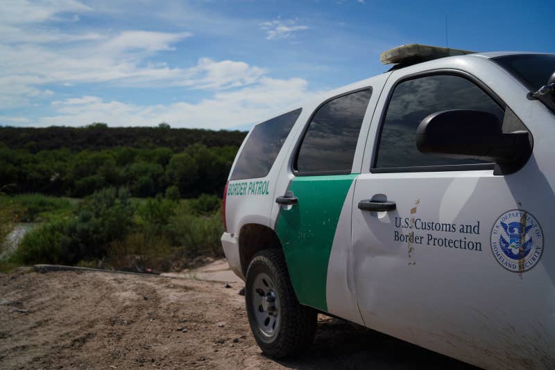 A Border Patrol vehicle parked at the Rio Grande river in Rio Bravo, Texas, near the location where Gómez González was fatally shot by a Border Patrol agent.