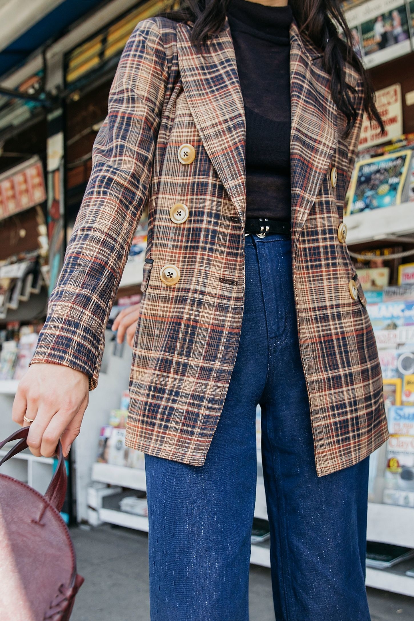 Free people clearance plaid blazer