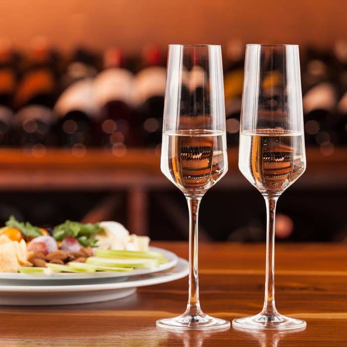 Promising review: "These champagne flutes are very elegant and beautiful! The package arrived fast and was packed very, very well! The box is nice and will make a great gift for anyone and any occasion! Happy with the purchase." —Svetlana ShavezGet a set of two from Amazon for $18.99.