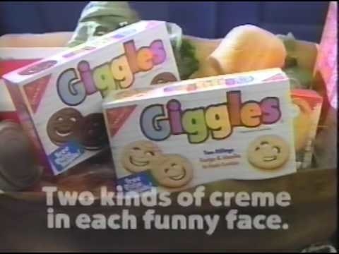 Screenshot of Giggles cookies from the commercial