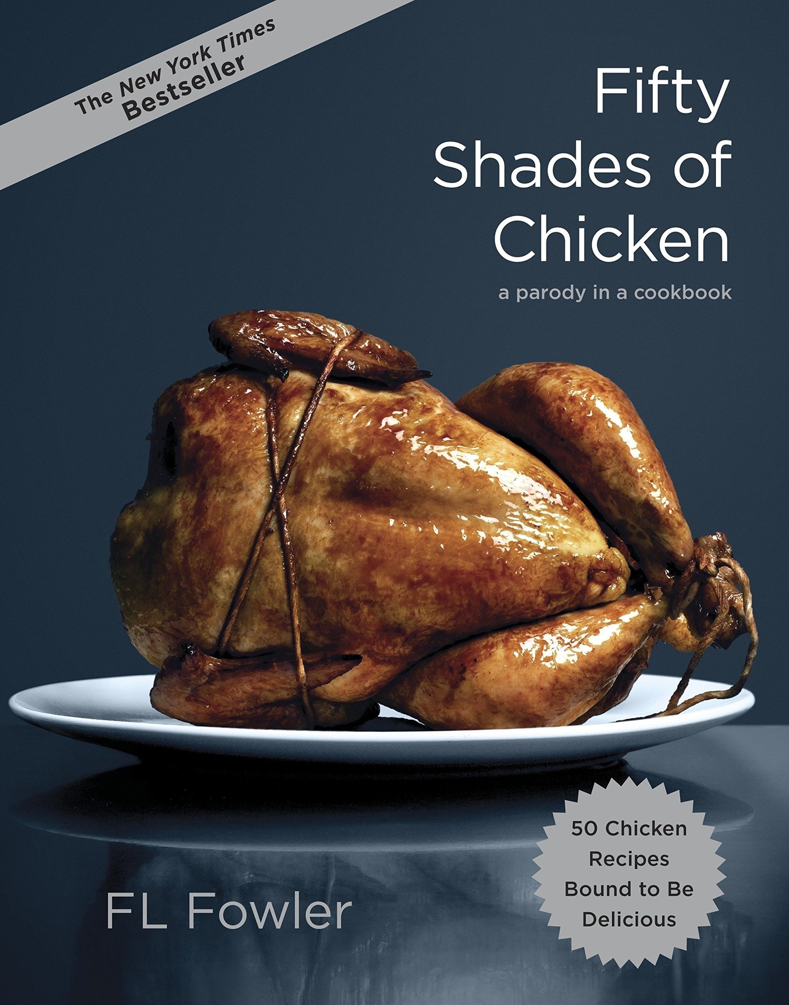 cookbook with a tied up chicken