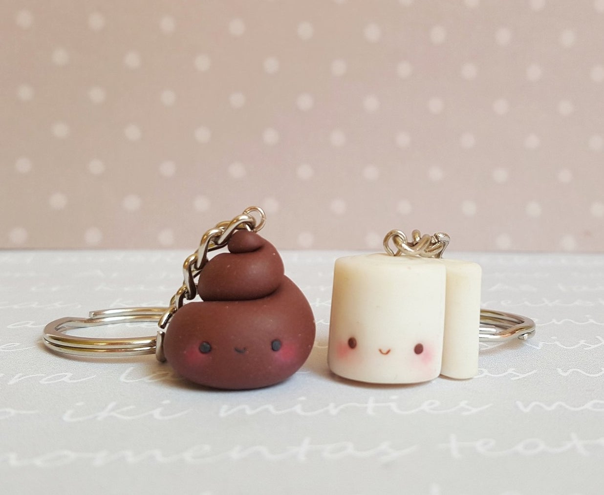 Toilet paper and poop keychain best friend keychain BFF gift best friend  charms kawaii charms poop and toilet paper best friend necklaces