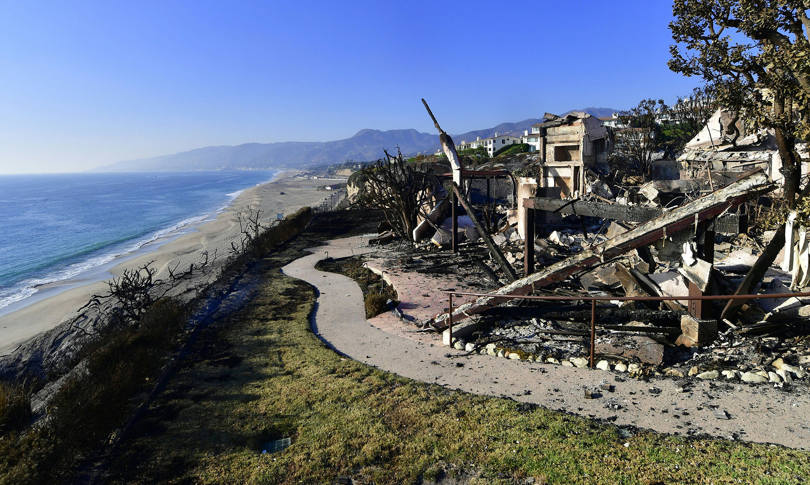 The remains of a beachside luxury home along the Pacific Coast Highway community of Point Dume in Malibu.