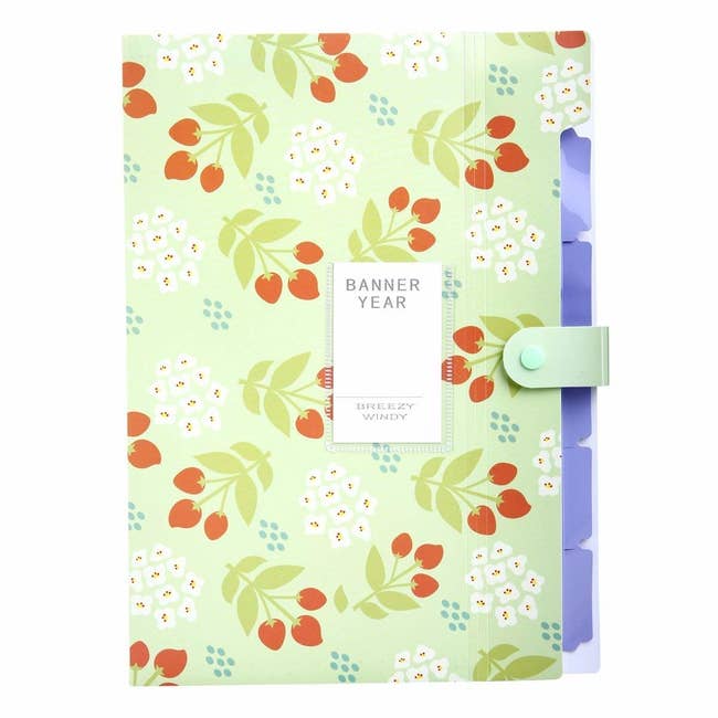 floral printed folder with tabs on the right side