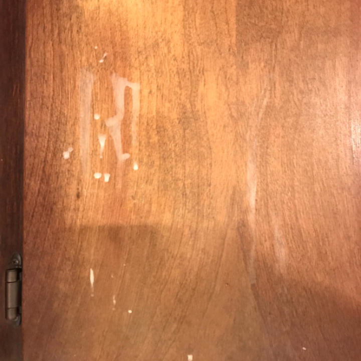 before: reviewer's wood furniture with a few white water stains