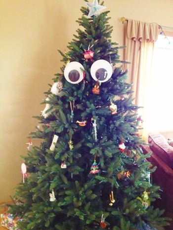 christmas tree with googly eyes