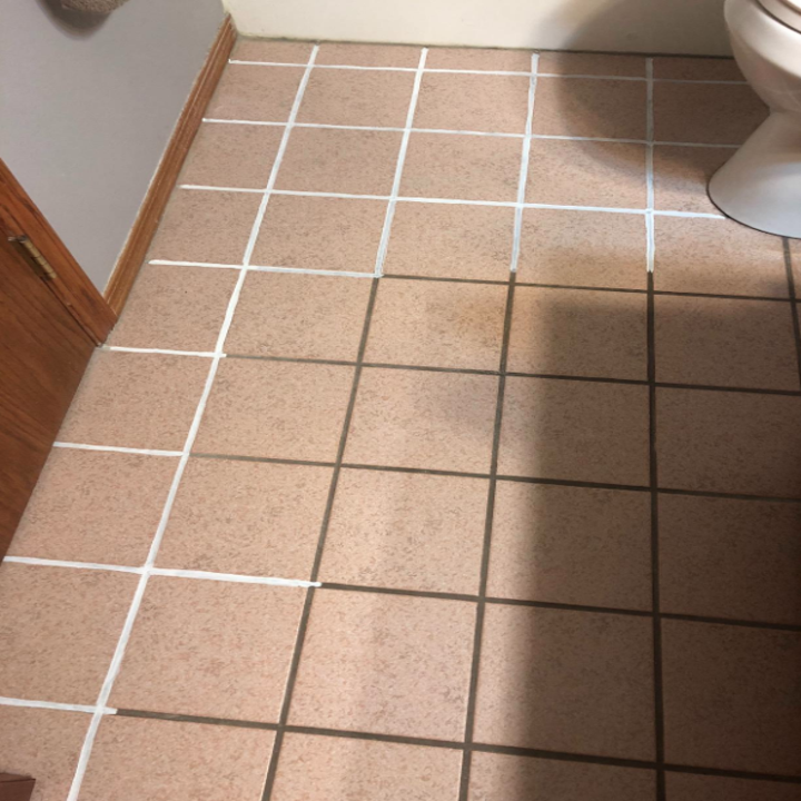 Reviewer photo showing tiles before using grout ink pen