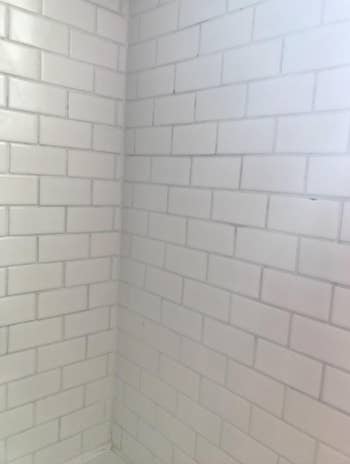 Reviewer photo showing shower walls after using tile scrubber