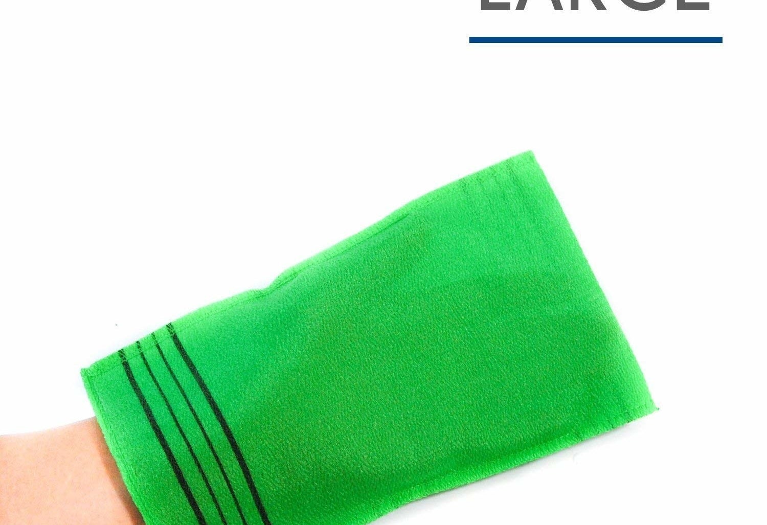 green washcloth on a hand