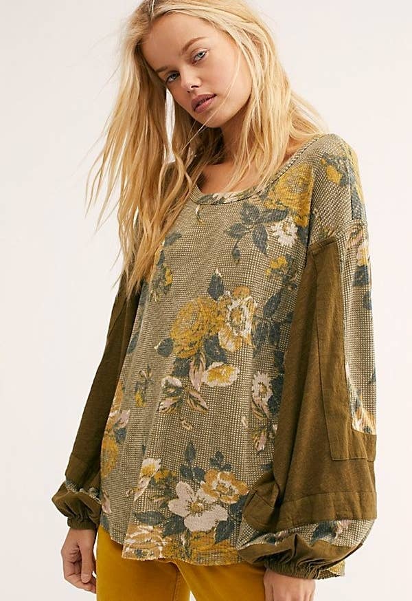 Free People, Tops, Free People Flower Patch Floral Thermal Top