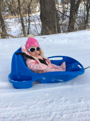 Snow Sled Toboggan Snow Sleds for Kids with Brakes Handle & Pulling Rope Toddlers Sled Rapid Downhill Pull Snow Saucer with Soft Comfy Cushion Winter Outdoor Sledding Board Toys 