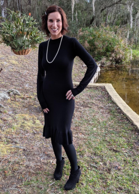 Black dress with shop black tights and boots