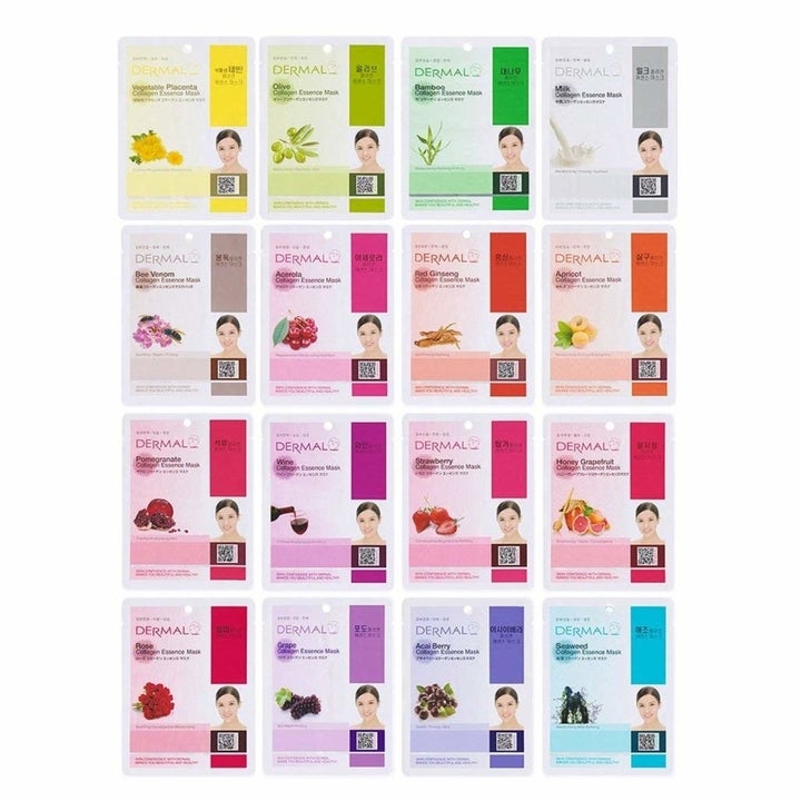 The 16 sheet masks in their packages