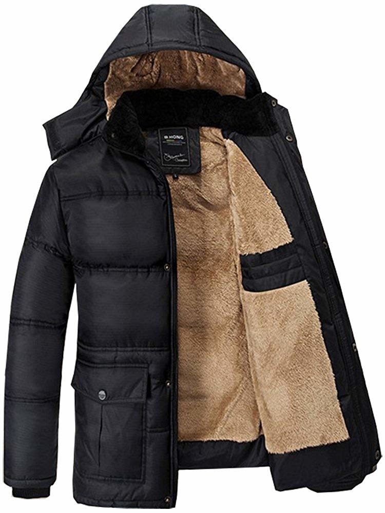 Fashion Fleece Thicked Warm Cold-Proof Jacket with Zipper Pockets OMINA Mens Three-in-one Detachable Winter Coat