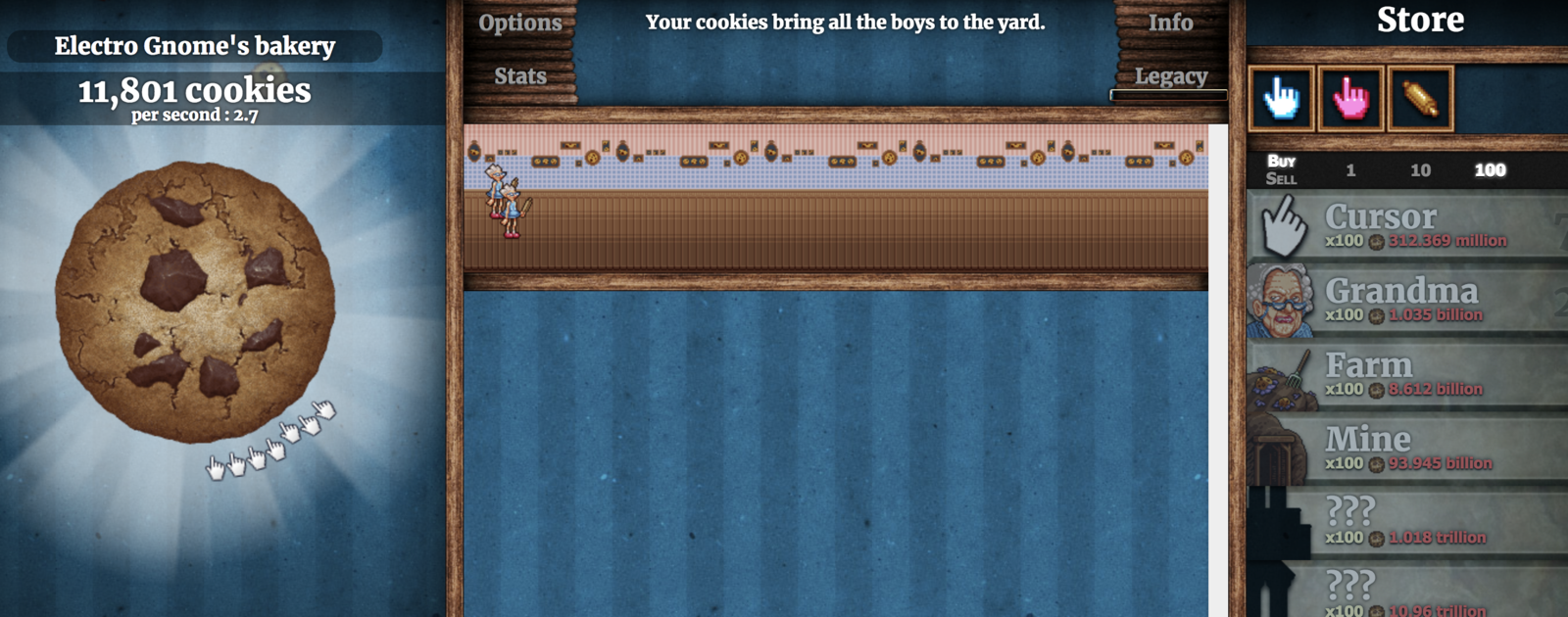 You can spend cookies to hire grandmas to make more cookies and eventually build a cookie empire.