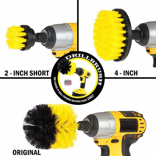 The three attachments: 2-inch and 4-inch flat brushes and the original rounded brush