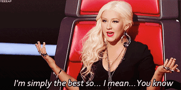 gif of Christina Aguilera saying &quot;I&#x27;m simply the best so... I mean... You know&quot;