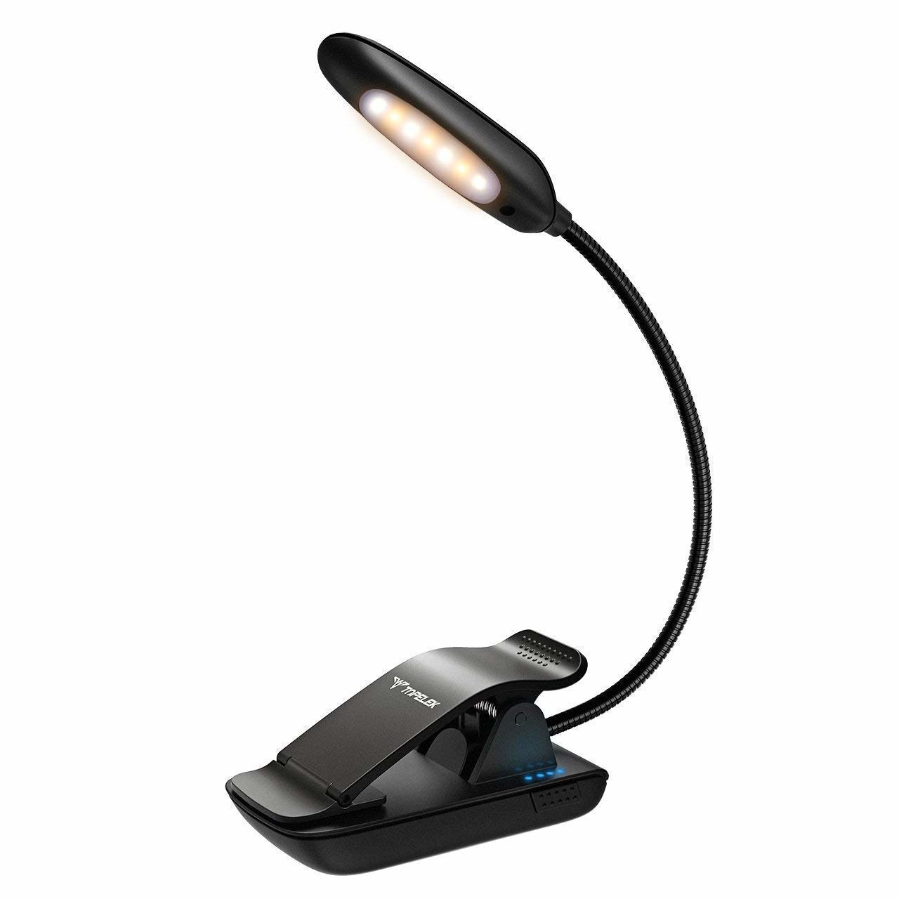 It also has three light tones (warm, white, and warm + white), a flexible neck, and a USB charging port.Get it from Amazon for $12.99.