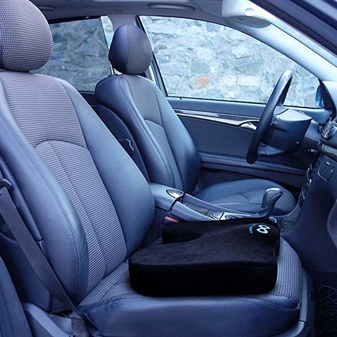 memory foam seat placed on a car seat