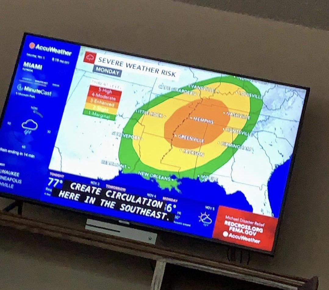 a weather area that looks like an avocado in color