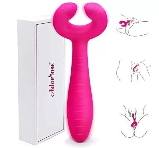 the pink toy with two prongs on the end