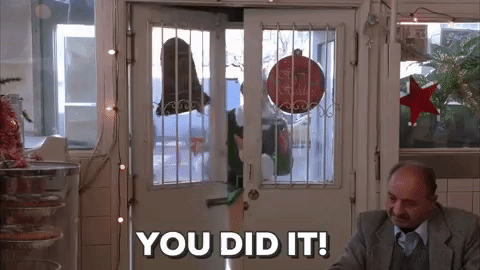 WE DID IT!!!Here's the congratulatory gif you wanted from our friend, Buddy.