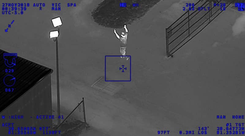 Police helicopter footage showing Bilotta's arrest.