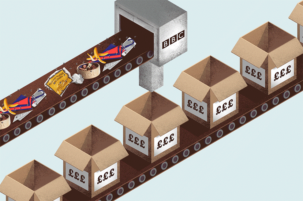 We used a GIF illustration for Mark Di Stefano's piece, Revealed: Britain's Biggest Local TV Company Has “Gamed” The BBC For Hundreds Of Thousands Of Pounds Of Licence Fee Payers' Money.