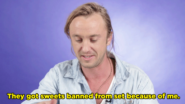 TF: I used to stuff a lot of chocolates and sweets inside the robe. I remember they used to melt and they'd stuck in there, and then they'd shout at me. They got sweets banned from set because of me.