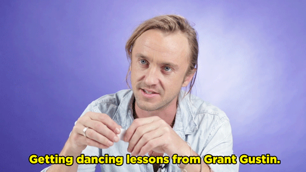 TF: Getting dancing lessons from Grant Gustin. He's a good mover and a groover and a fun chap to be with. I haven't danced since, it's rather tragic!