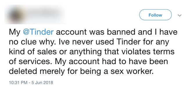 ティンダー がセックスワーカーを締め出す理由とは