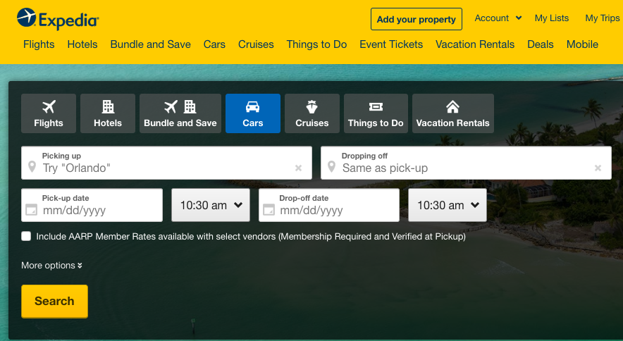 Expedia allows you to book your entire vacation (ALL OF IT) in one easy peasy process! Just pick the flight + hotel + car option. And if you only need a hotel or car for part of your stay? No problem! You can customize the bundle to suit your exact needs. Check out all the great deals at Expedia.