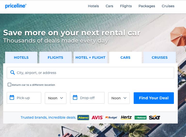 Priceline works with over 290 partners (including Hertz and Sixt), finds savings of up to 40% off, and has over 18,500 rental car locations all over the darn globe. PLUS, this budget-accommodating site has been used (and loved) by over eight million travelers. Can you say da-da-damn? Check out all the great deals at Priceline.