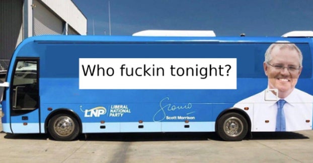 The Prime Minister Isn't Actually Riding That Blue Bus Across Queensland. He's Travelling In A VIP Jet