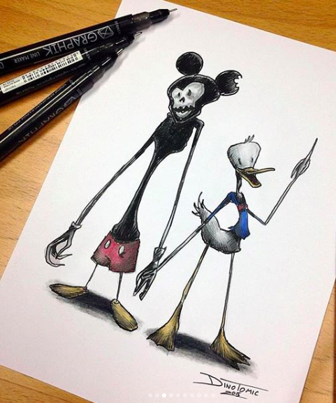 Walt Disney Drawing Of Mickey Mouse Signed.
